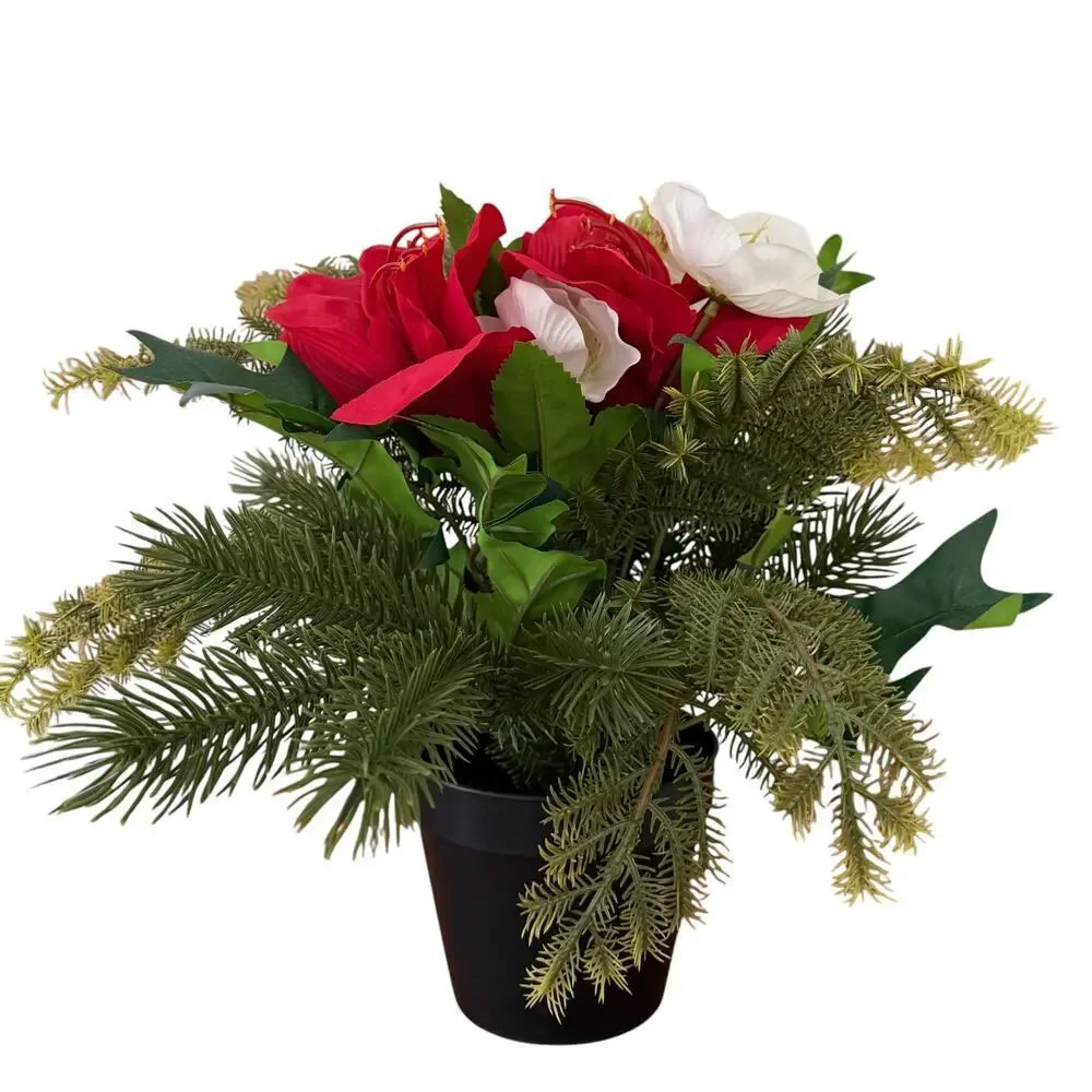 IKEA VINTERFINT Red & White Floral Potted Plant 14 1/2